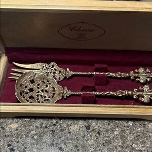 Vintage handmade Fork Spoon set antique Made in Italy w/box